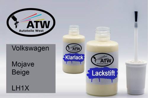 Volkswagen, Mojave Beige, LH1X: 20ml Lackstift + 20ml Klarlack - Set, von ATW Autoteile West.